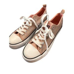 Rock & Candy Womens Sneakers Sz 9.5 Rhinestone Embellished Blush Pink Canvas